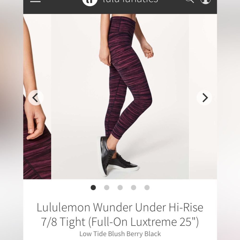 Lululemon Wunder Under luxtreme leggings low tide berry black 25” 2 7/8